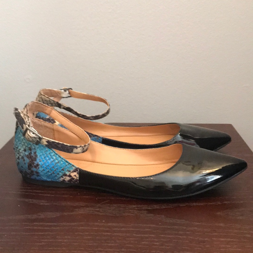 Shoemint Pantent & Python "Hattie" Flats - image 1